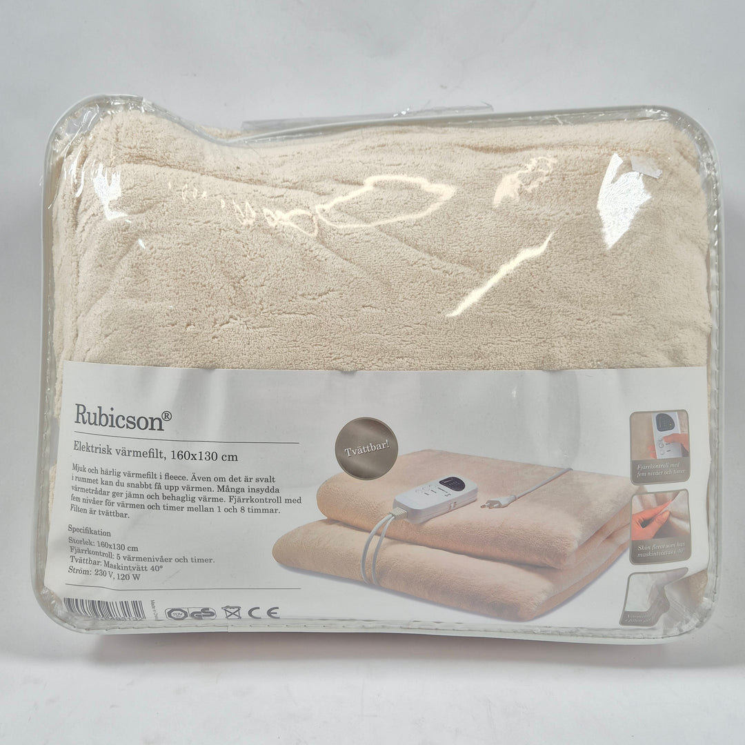 Elektrisk beige fleecevärmefilt Rubicson 160x130
