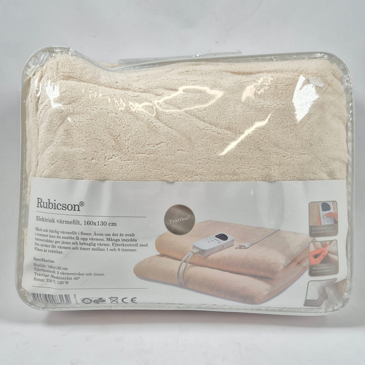 Elektrisk beige fleecevärmefilt Rubicson 160x130