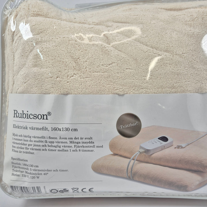 Elektrisk beige fleecevärmefilt Rubicson 160x130