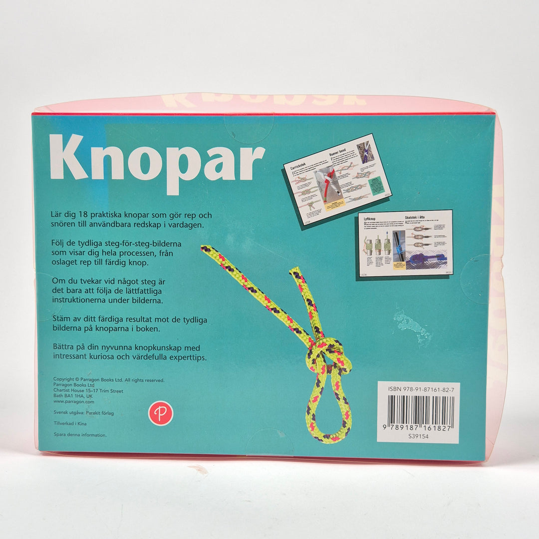 Knopset med bok affisch och färgglada rep