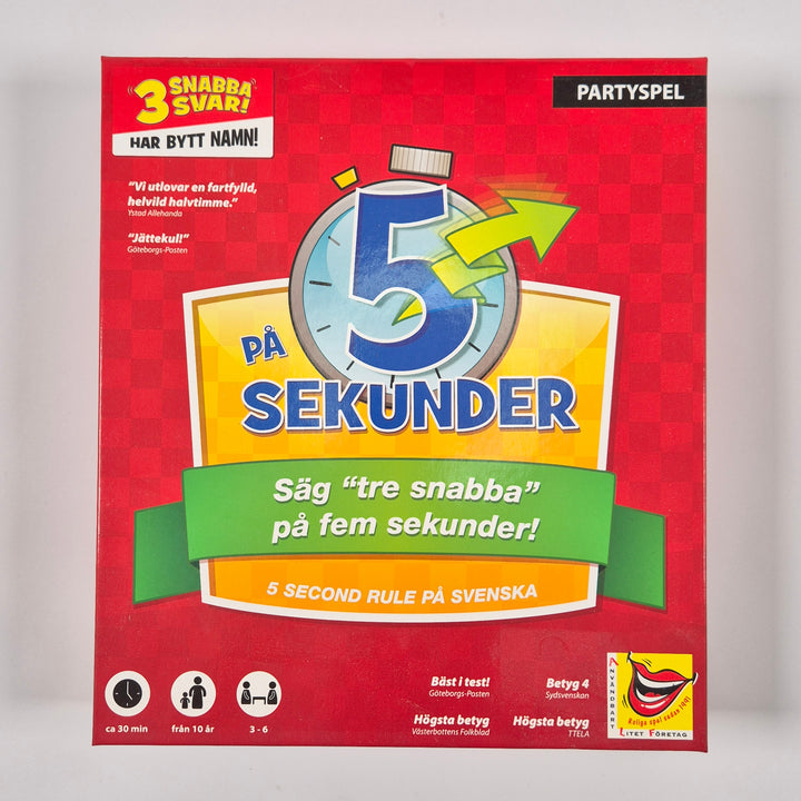 På 5 Sekunder svenskt party sällskapsspel begagnat