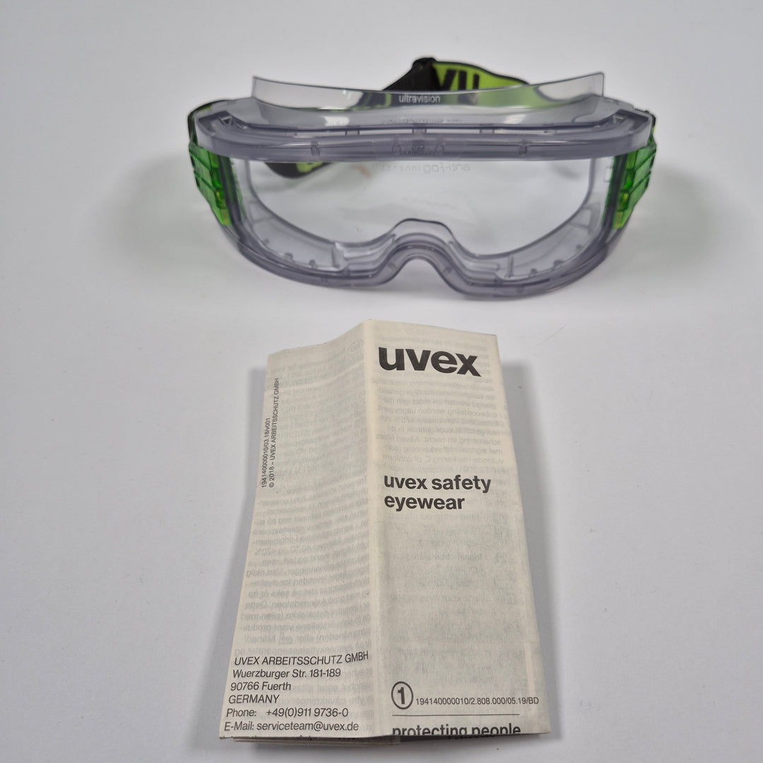 Uvex skyddsglasögon klar lins neongrönt band