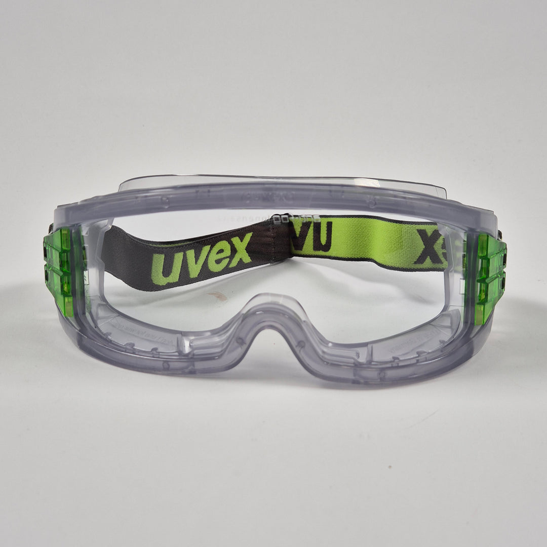Uvex skyddsglasögon klar lins neongrönt band