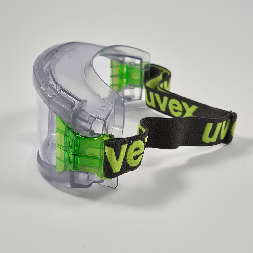 Uvex skyddsglasögon klar lins neongrönt band