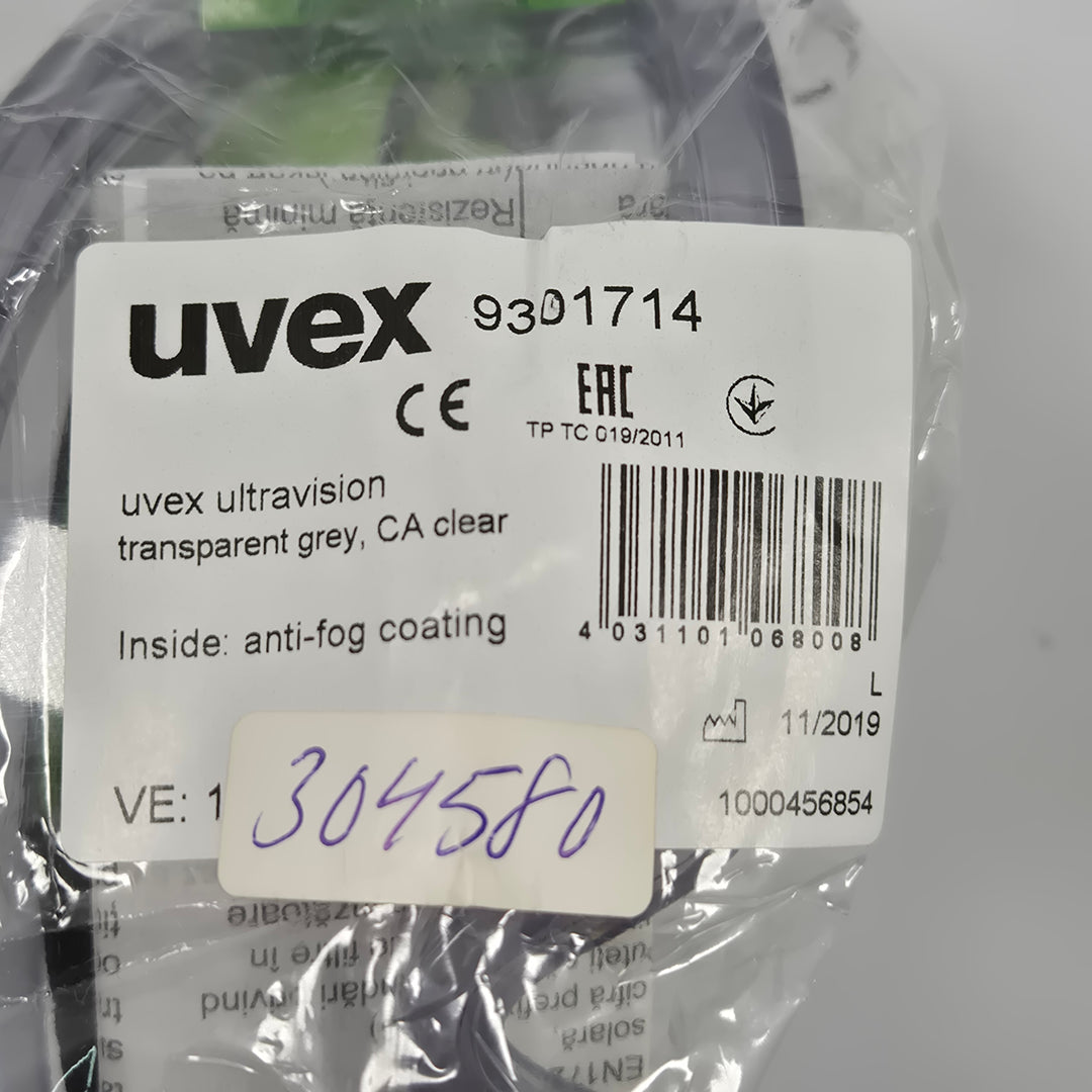 Uvex skyddsglasögon klar lins neongrönt band