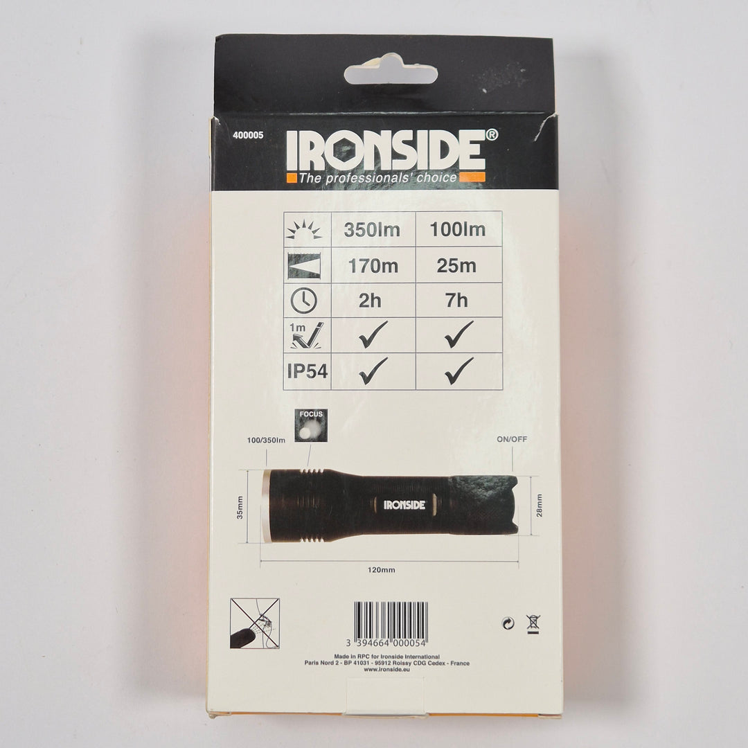 Ironside svart kompakt LED ficklampa modern
