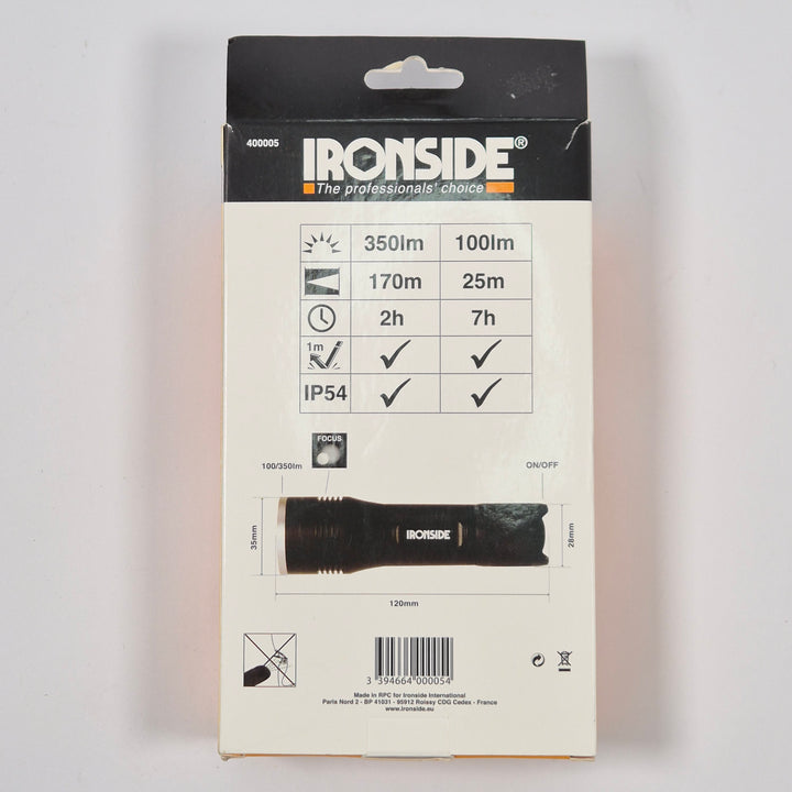 Ironside svart kompakt LED ficklampa modern
