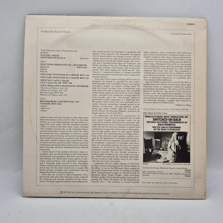 Walter Carlos Switched On Bach II retro LP
