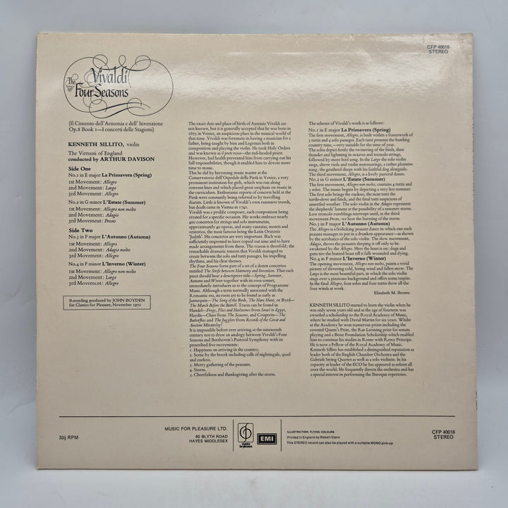 Vivaldi De fyra årstiderna retro LP vinyl