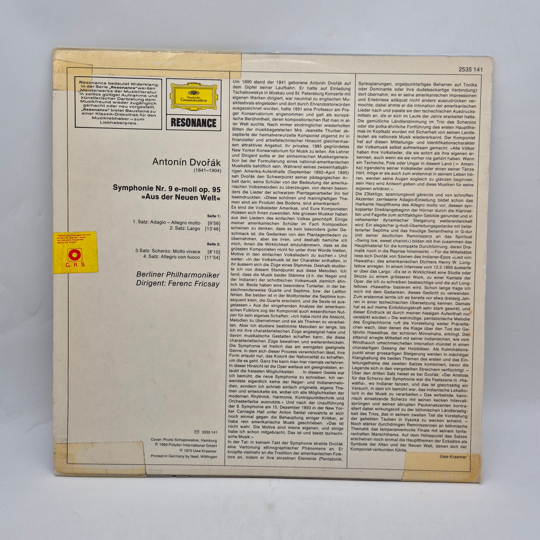 Dvořák Symfoni nr 9 vinyl LP retro