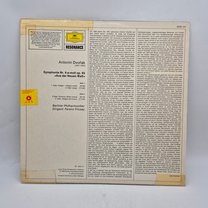 Dvořák Symfoni nr 9 vinyl LP retro
