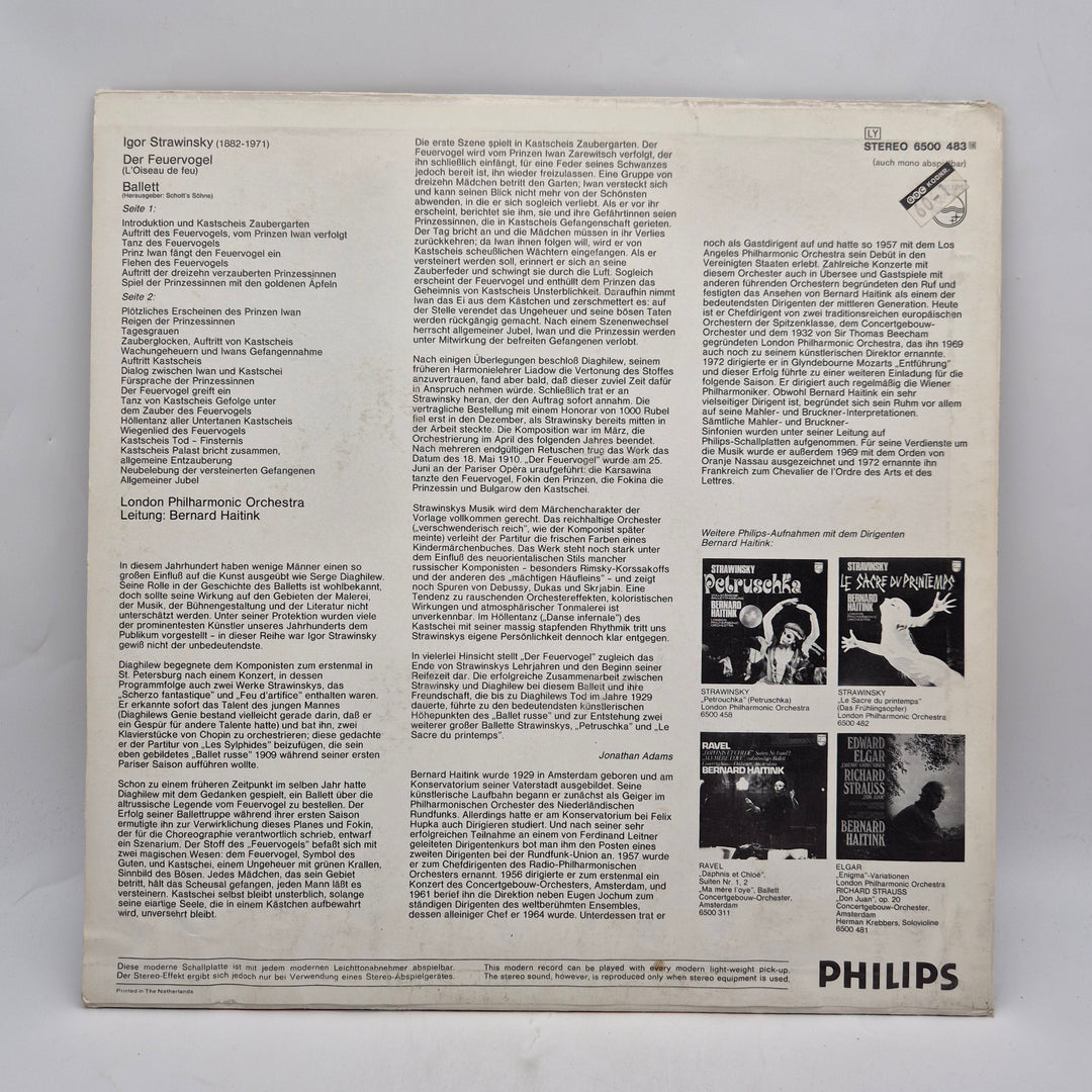 Stravinsky Der Feuervogel LP Philips vintage