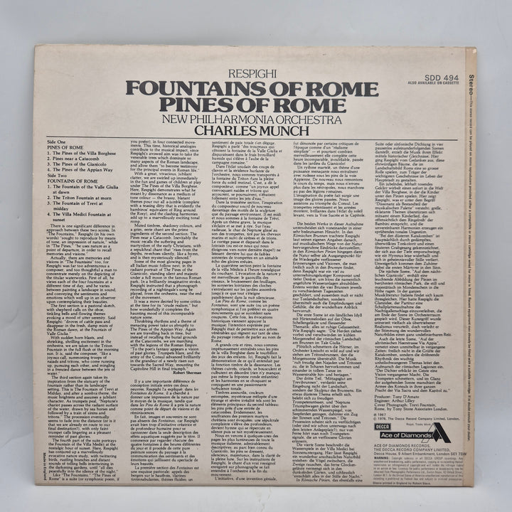 Respighi Fountains and Pines of Rome vinyl LP
