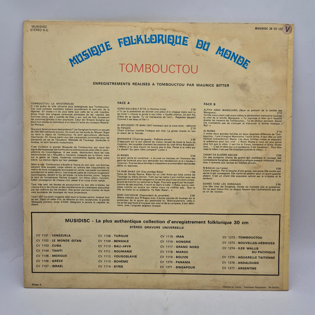 Retro LP Musique Folklorique Tombouctou rött omslag