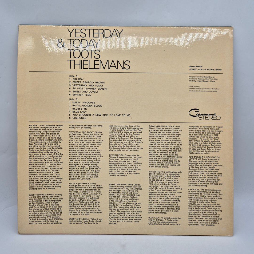 Toots Thielemans Yesterday & Today retro LP