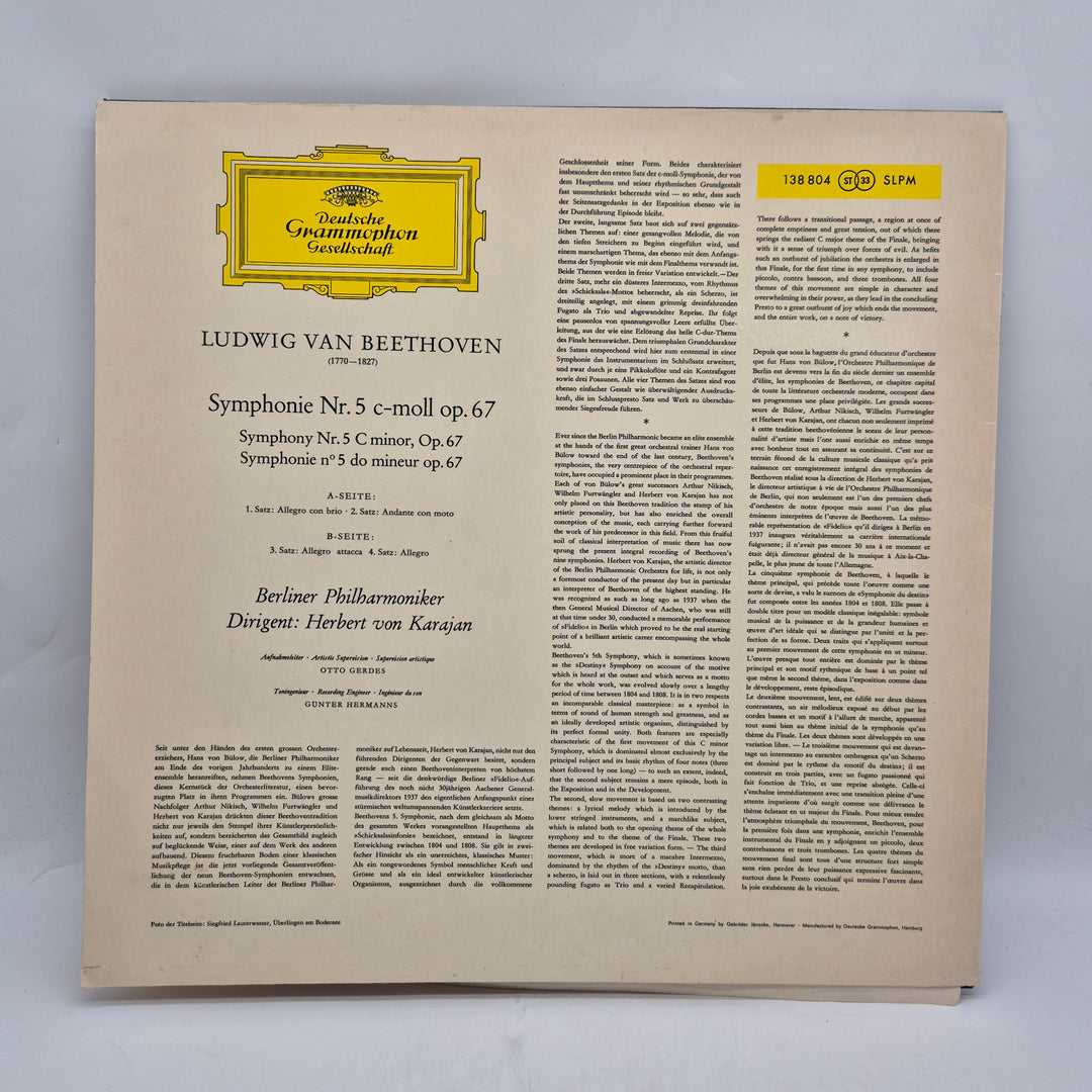 Beethoven Symfoni nr 5 vinyl Deutsche Grammophon