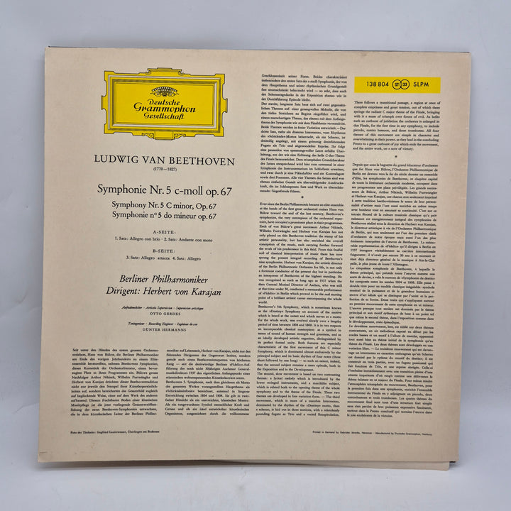 Beethoven Symfoni nr 5 vinyl Deutsche Grammophon
