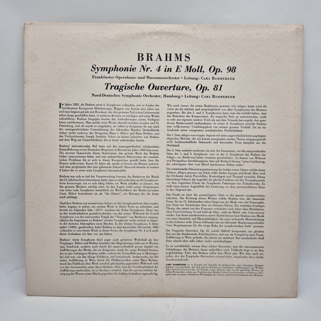 Brahms Symfoni nr 4 retro vinylskiva LP