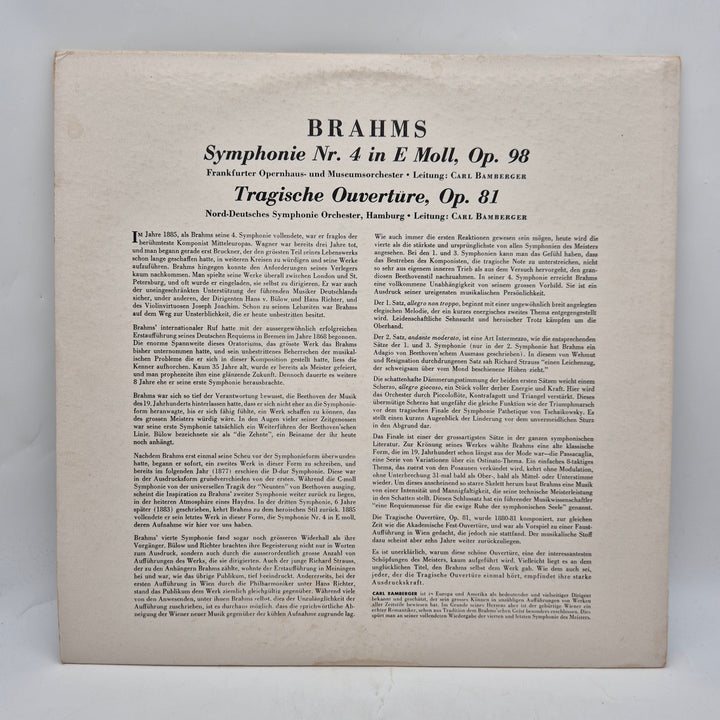 Brahms Symfoni nr 4 retro vinylskiva LP