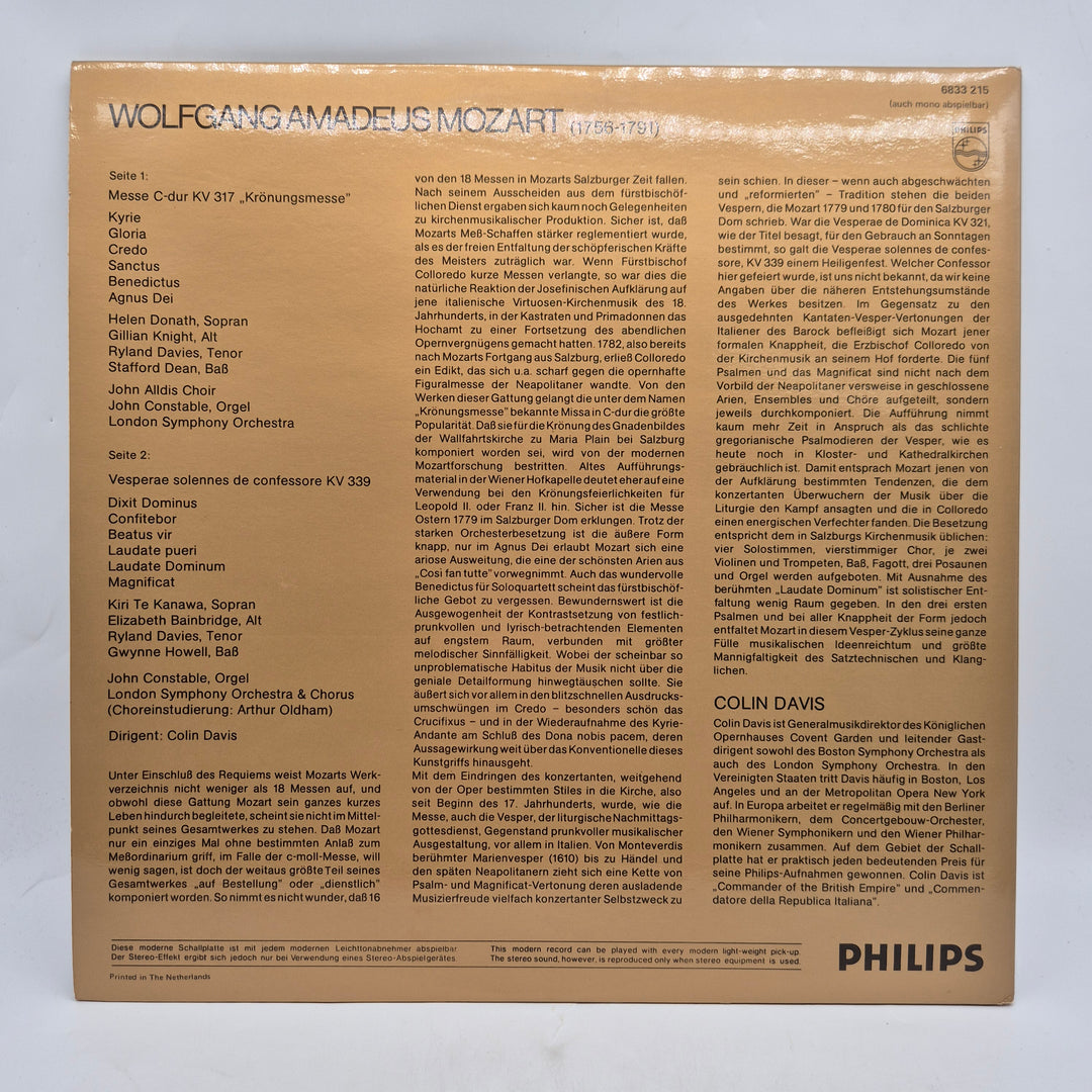 Philips Mozart Edition klassisk vinyl LP retro
