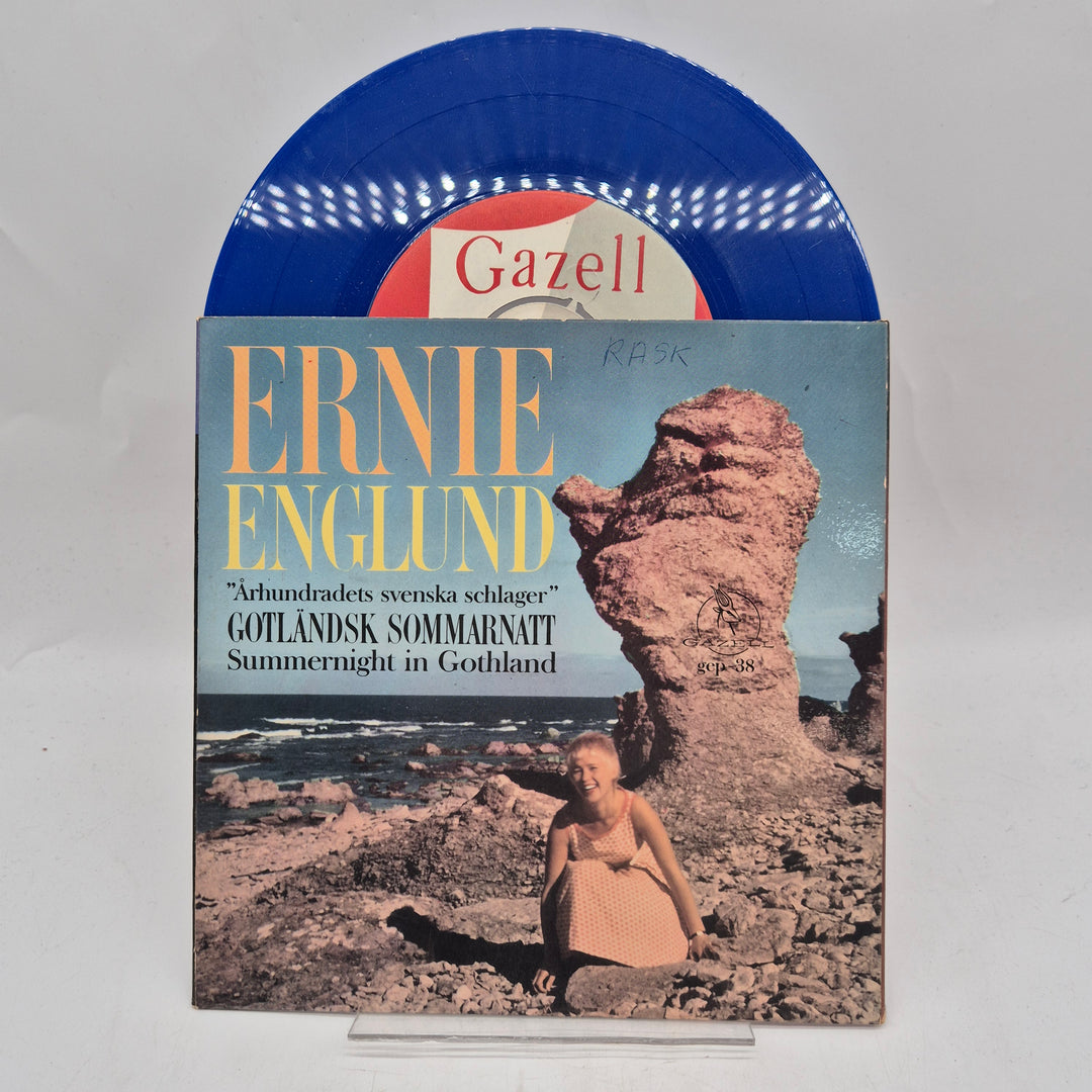 Retro blå vinylsingel Ernie Englund Gazell