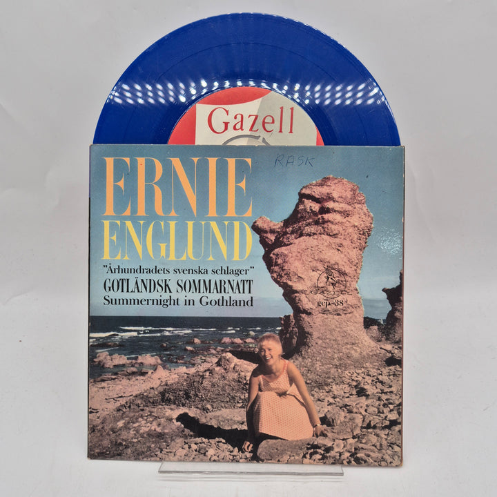Retro blå vinylsingel Ernie Englund Gazell