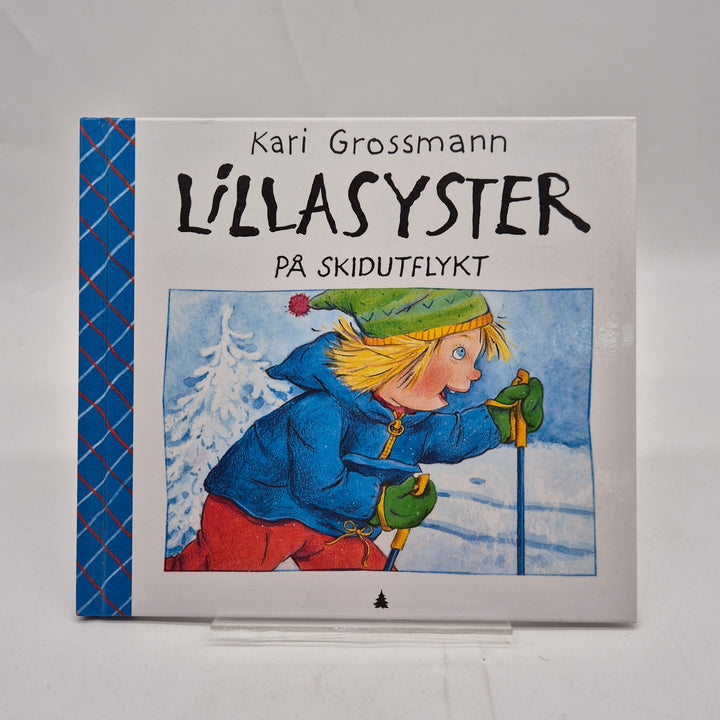 Lillasyster på skidutflykt barnbok Gyldendal