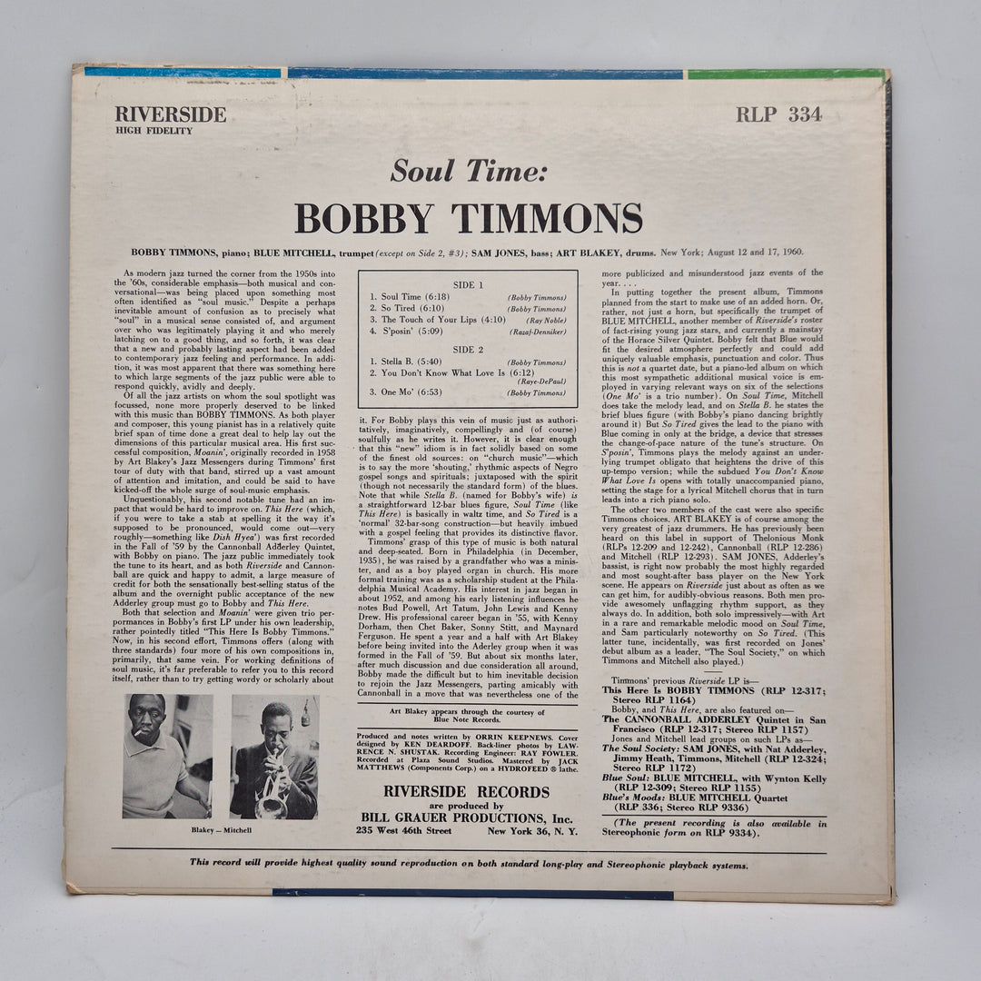 Soul Time Bobby Timmons retro jazz LP