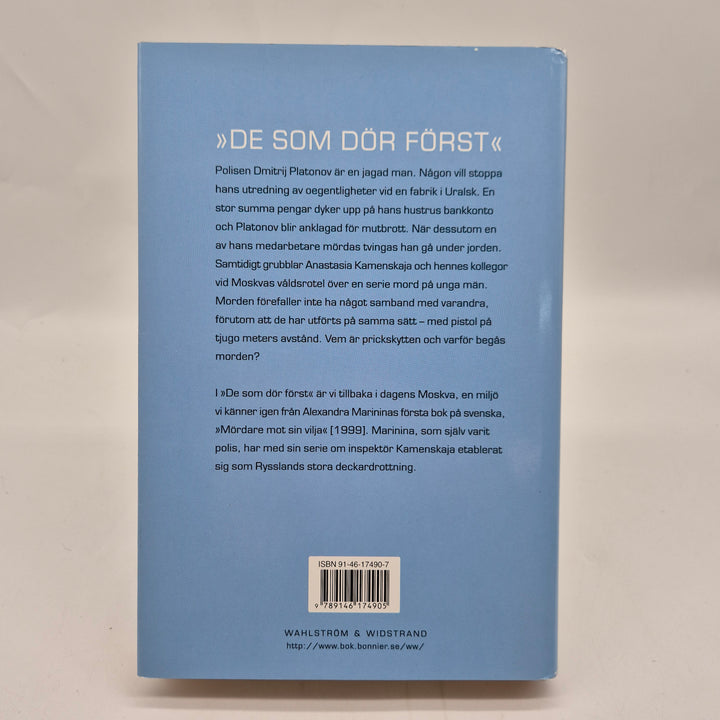 De som dör först kriminalroman inbunden bok