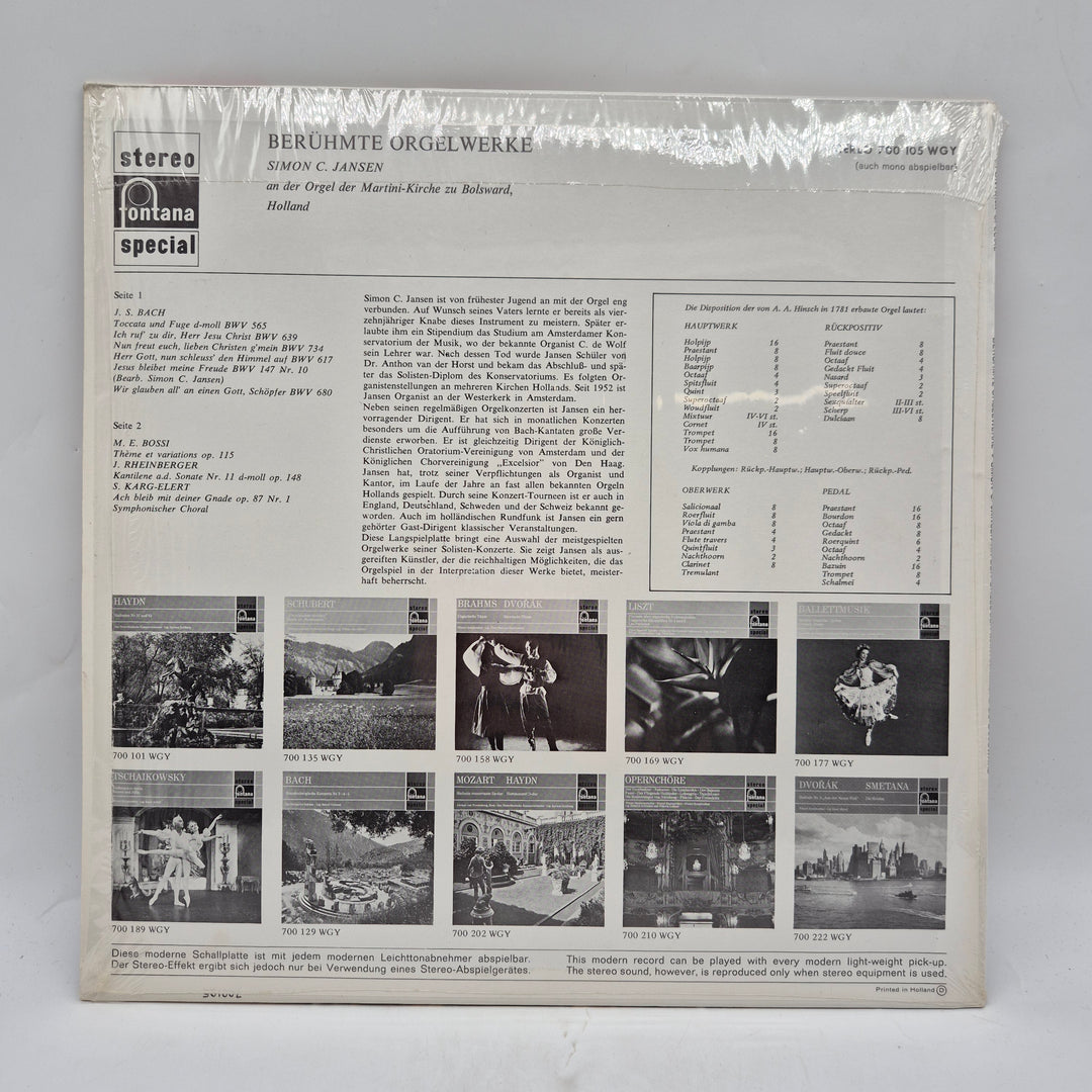 Retro LP Berühmte Orgelwerke Fontana Special