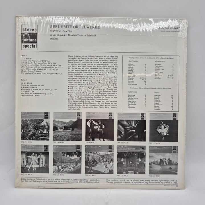 Retro LP Berühmte Orgelwerke Fontana Special