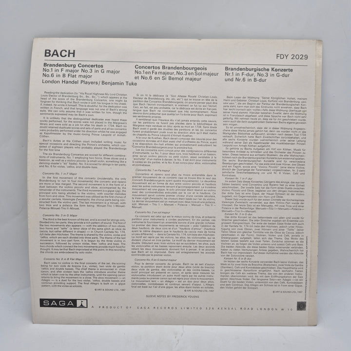 Bach Brandenburgkonserter retro LP Saga Records