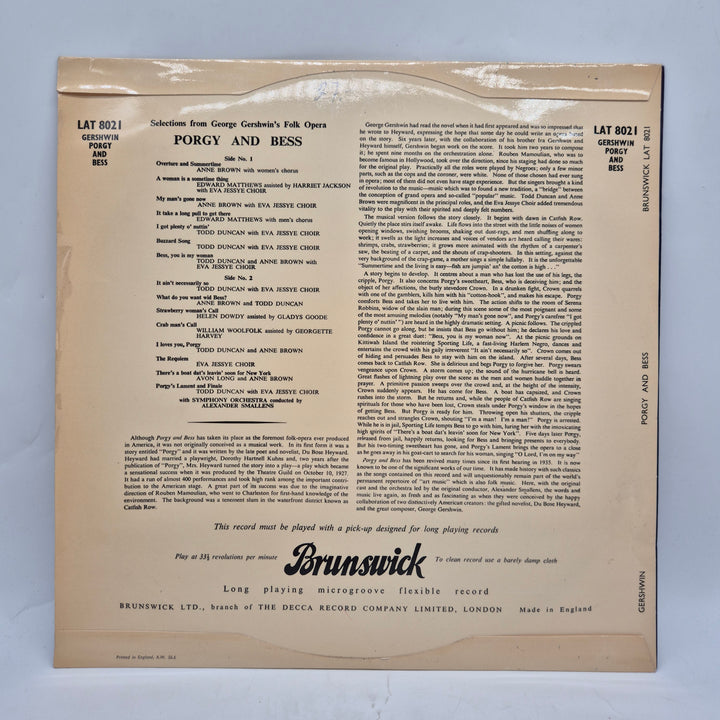 George Gershwin Porgy and Bess vintage LP