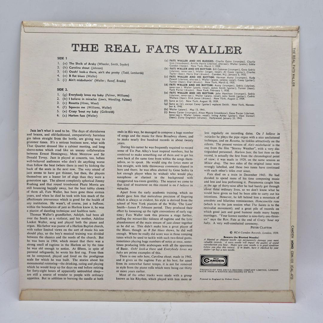 The Real Fats Waller vinyl LP retro