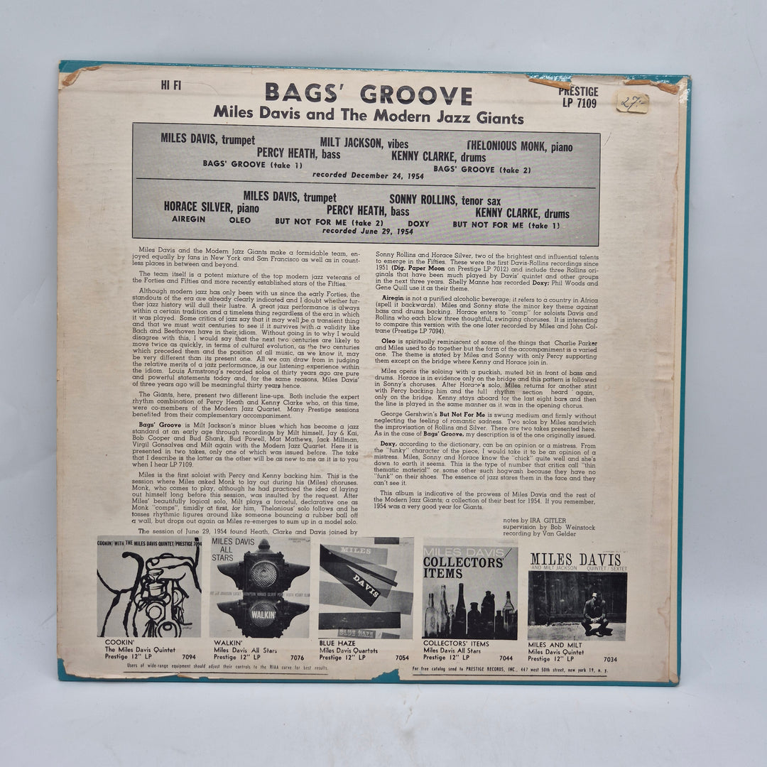 Miles Davis Bags Groove vintage LP Prestige