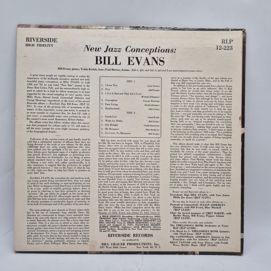 Bill Evans New Jazz Conceptions vinyl LP retro