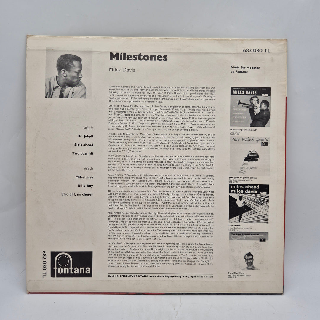 Miles Davis Milestones retro vinyl LP Fontana