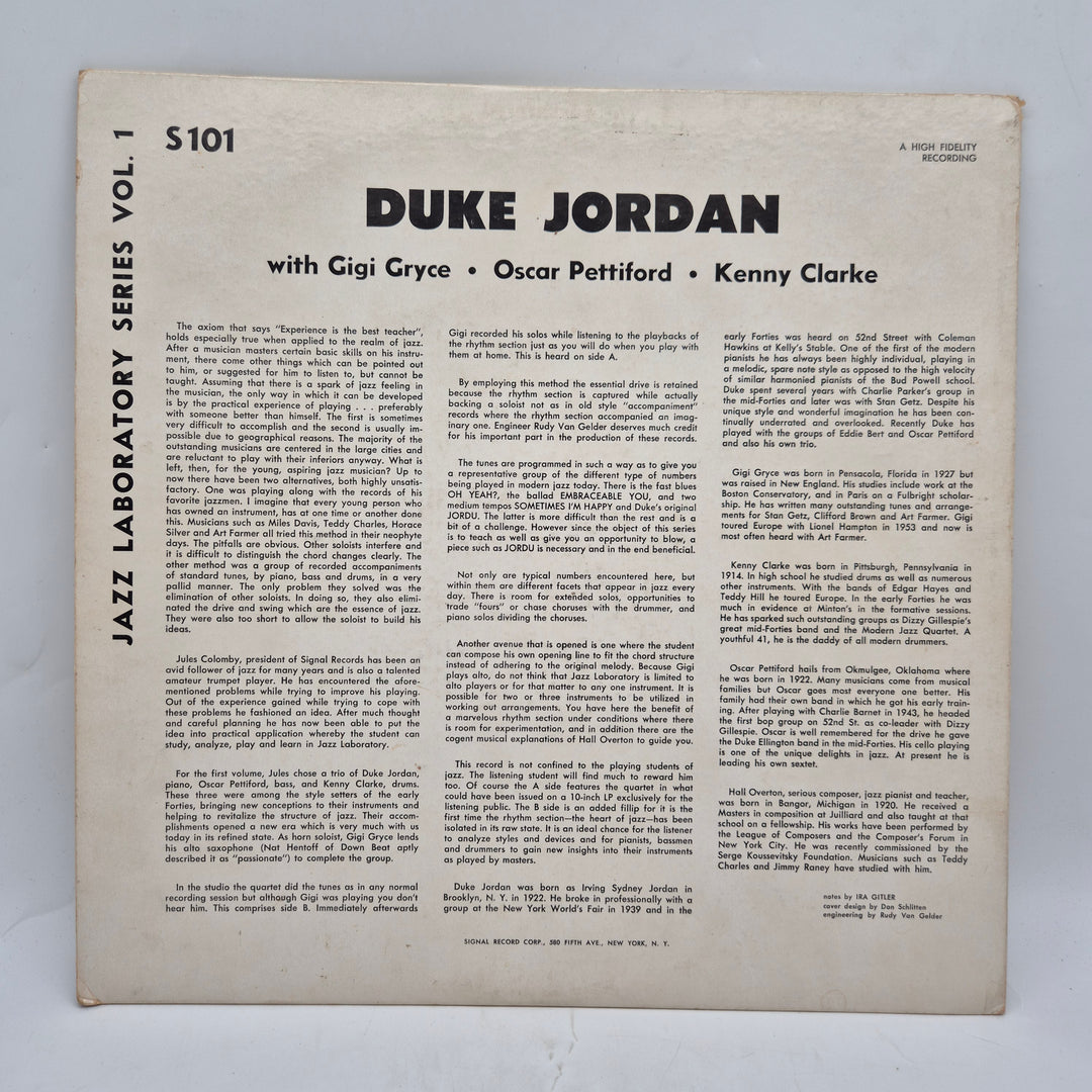 Duke Jordan Jazz Laboratory Vol 1 LP