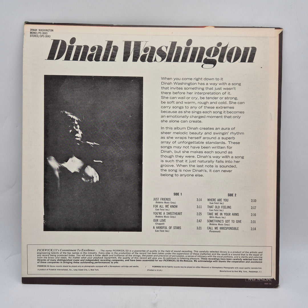 Dinah Washington retro LP Pickwick 33 vintage