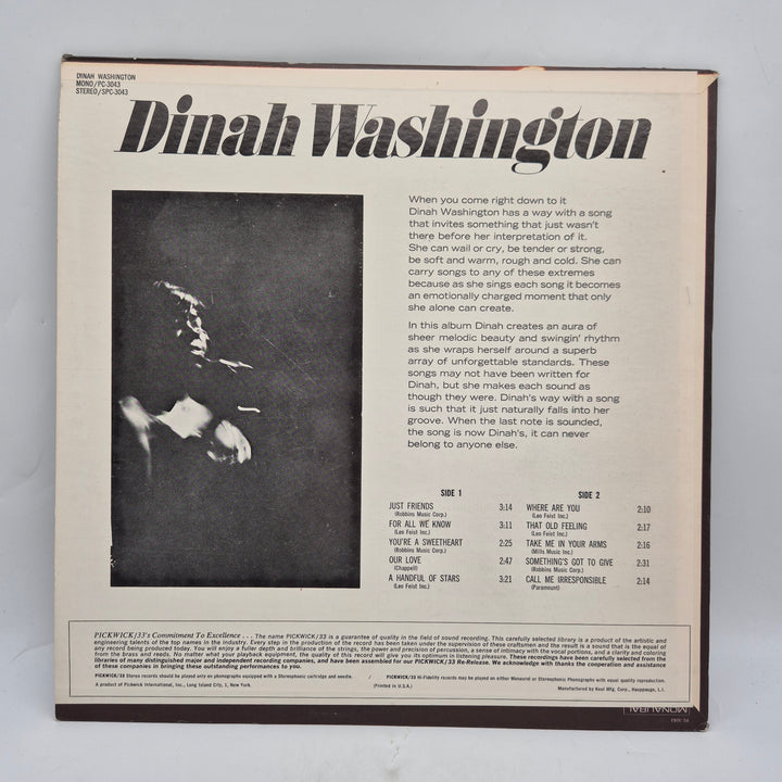 Dinah Washington retro LP Pickwick 33 vintage