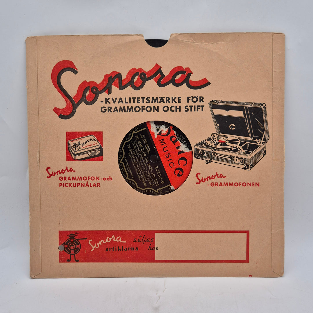 Sonora retro 78-varvs grammofonskiva med fodral
