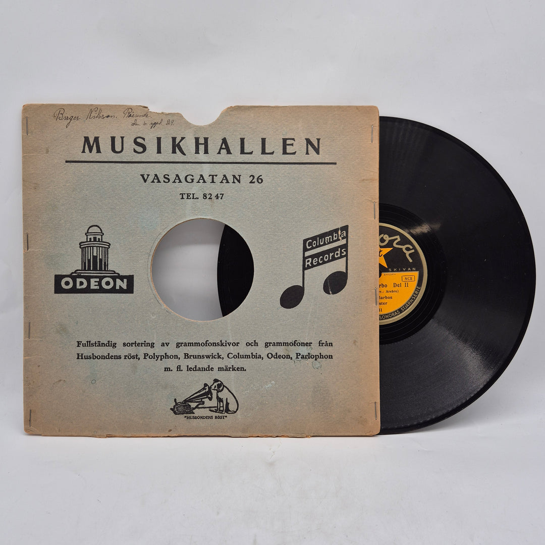 Vintage grammofonskiva Sonora 78 rpm Musikhallen