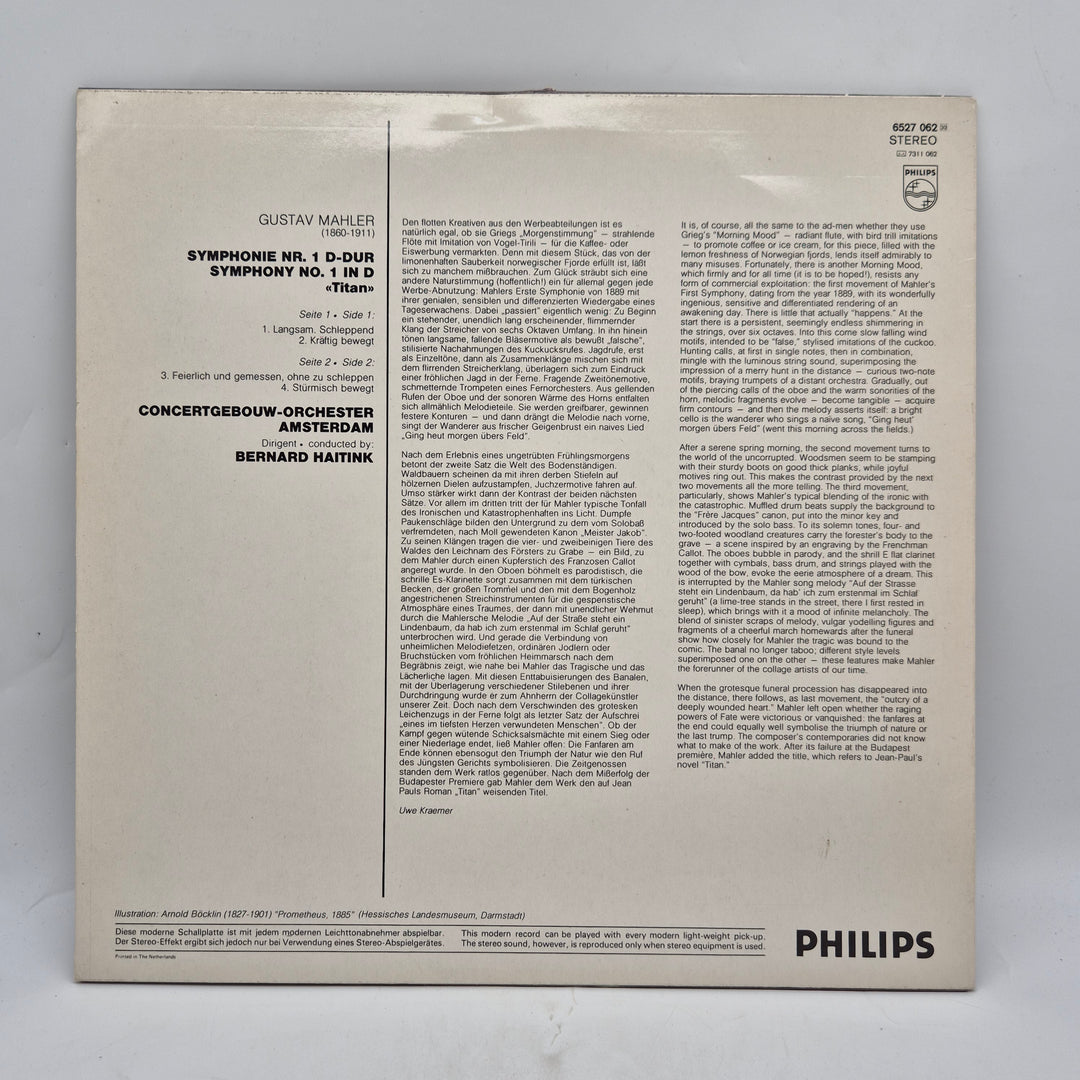 Mahler Symfoni nr 1 Der Titan vinyl LP