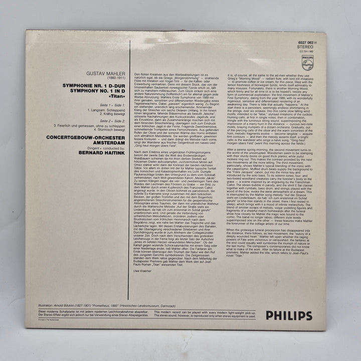 Mahler Symfoni nr 1 Der Titan vinyl LP