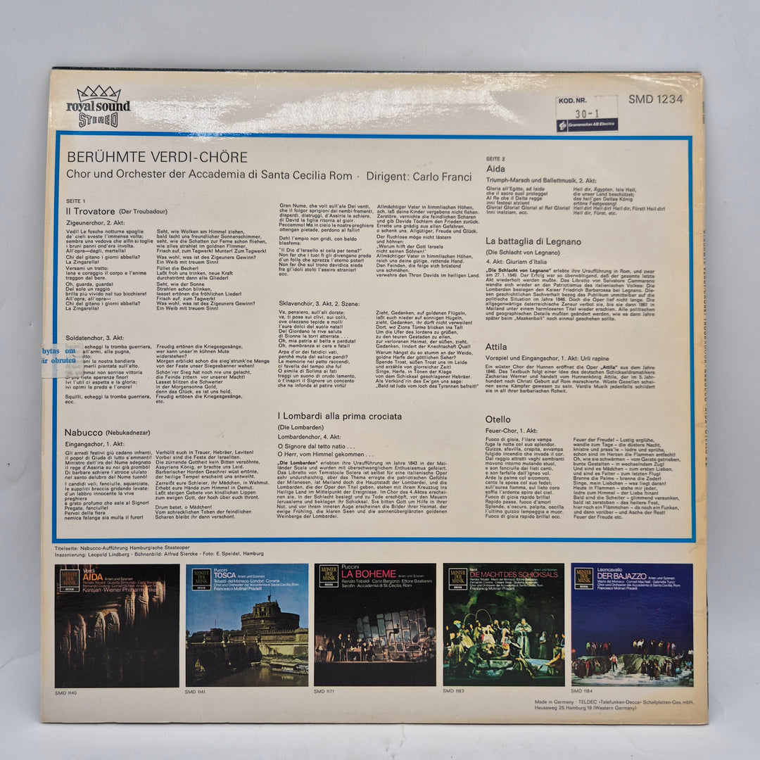Berühmte Verdi Chöre retro LP Decca
