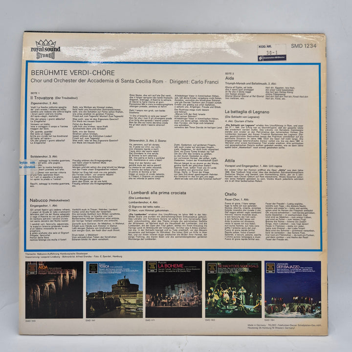 Berühmte Verdi Chöre retro LP Decca