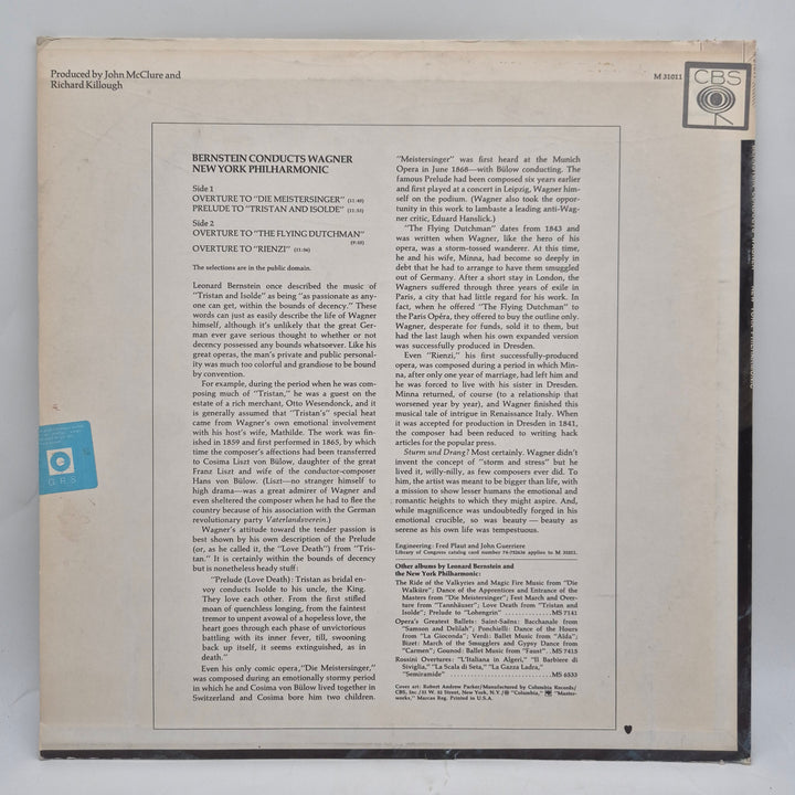 Bernstein conducts Wagner klassisk LP vinyl retro