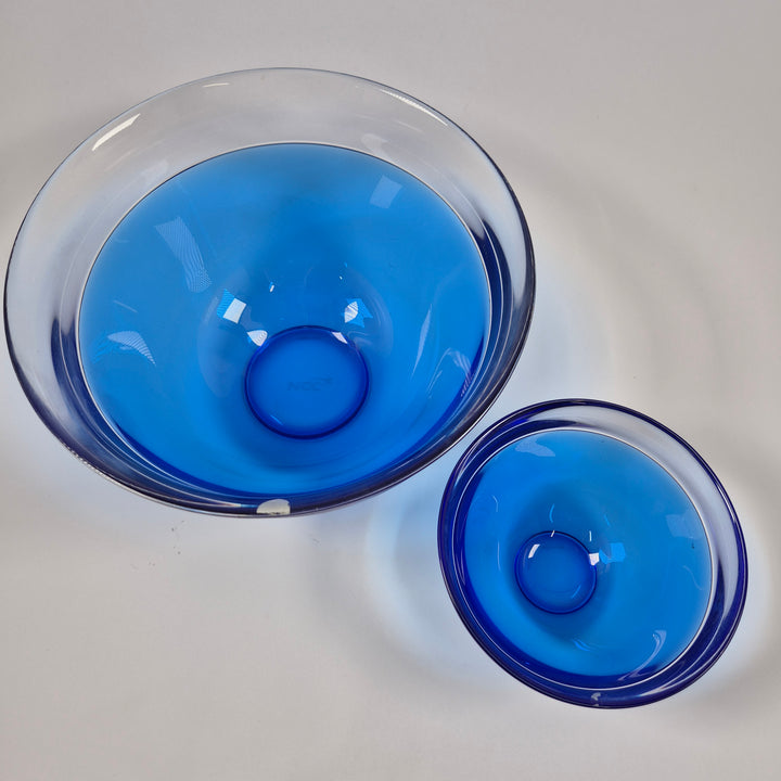 Elegant blått glasskålset Orrefors tvådelat