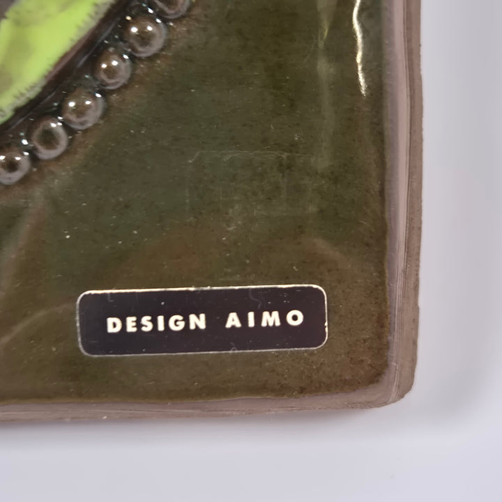 Retro keramikväggplatta blå blommor Design Aimo