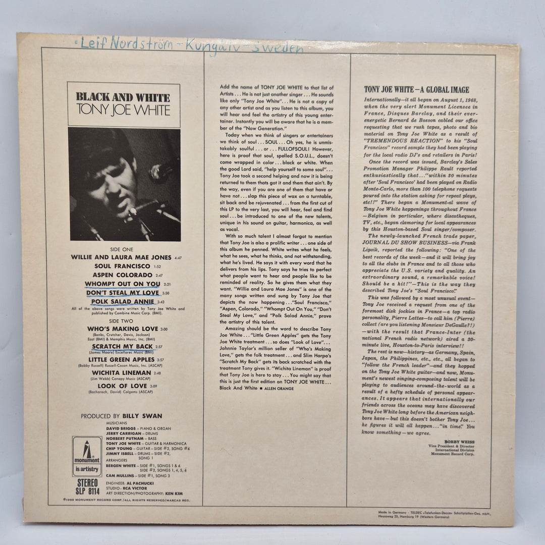 Tony Joe White Black and White LP retro